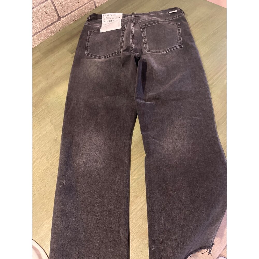 Boyish High-Rise Straight-Leg Distressed Black Denim Jeans W/ Frayed Hem For Wom - Picture 7 of 7